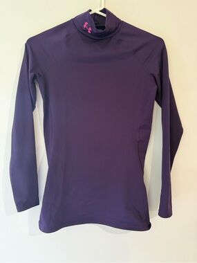 Under Armour Women’s Purple Long-Sleeve Mock Neck ColdGear Top Size Small